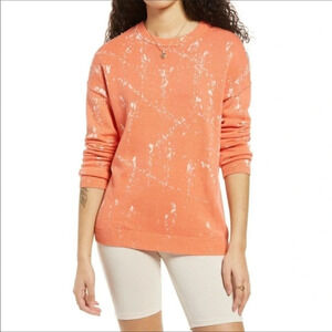 NWT BP Coral Splatter Pattern Organic Cotton Long Sleeve Pullover Plus Size 1X